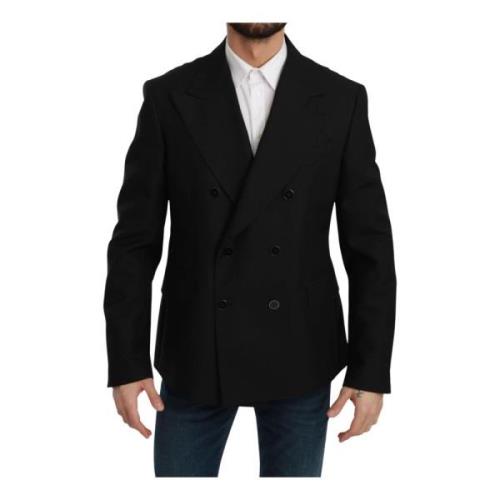 Luxe Zwarte Slim Fit Blazer van Wolmix Dolce & Gabbana , Black , Heren