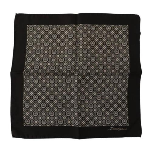 Zwarte Zijden Vierkante Sjaal voor Heren Dolce & Gabbana , Black , Her...