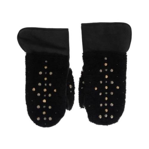 Zwarte Shearling Studs Handschoenen Dolce & Gabbana , Black , Heren
