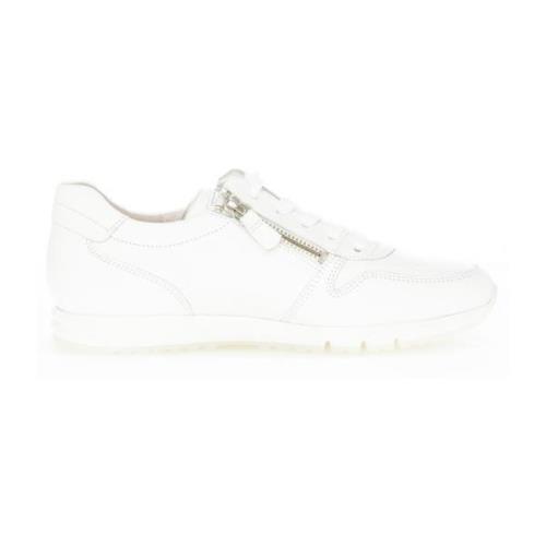 Witte Leren Veterschoenen Gabor , White , Dames