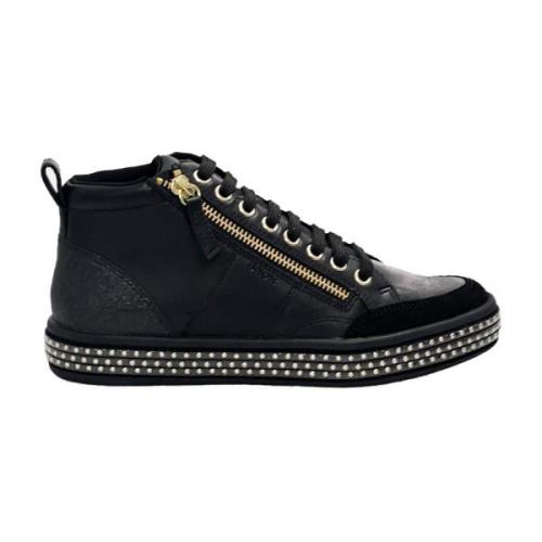 Vetersneakers met rits en versierde zool Geox , Black , Dames