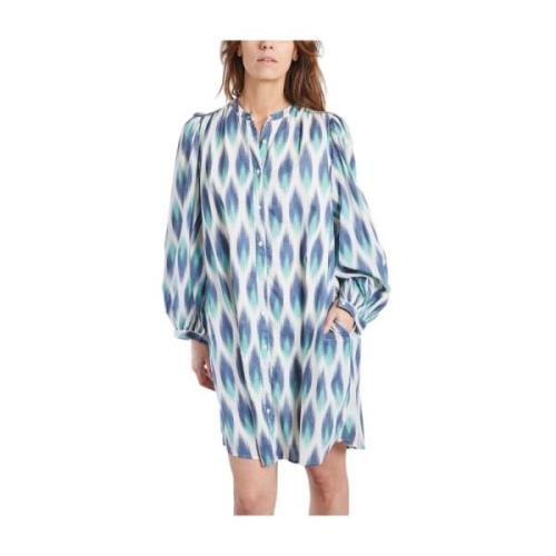 Loszittende jurk met Ikat Ready Print Hartford , Blue , Dames