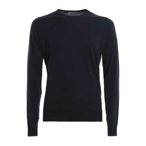 Blauwe Merinowol Pullover Sweater John Smedley , Blue , Heren