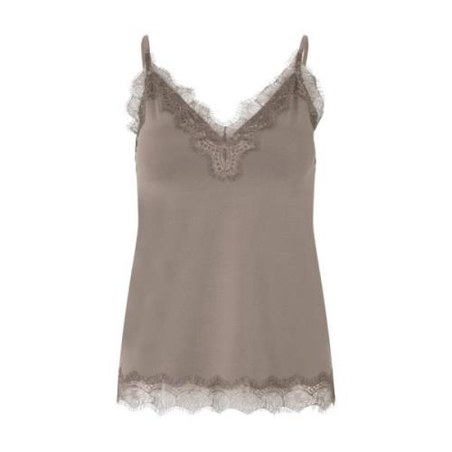 Mouwloze Kant Billie Top Rosemunde , Brown , Dames