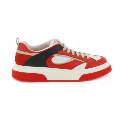 Leren en stoffen sneakers met contrasterende inzetstukken Salvatore Fe...