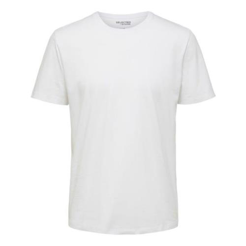 Wit Katoenen T-Shirt Selected Homme , White , Heren