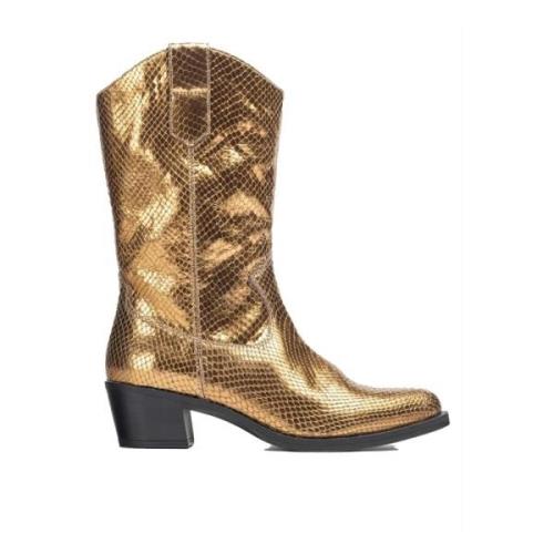 Metallic Leren Cowboy Laarzen met Dunne Tenen en 4 cm Hak Unisa , Yell...