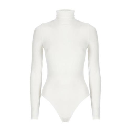 Witte Katoenen Hoge Nek Body Wolford , White , Dames