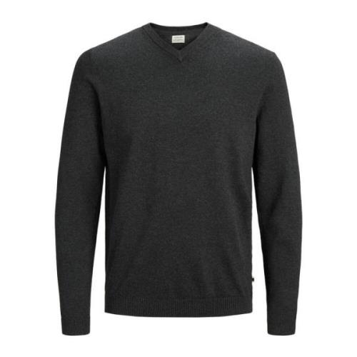 Heren Grijze V-Hals Gebreide Trui Jack & Jones , Gray , Heren