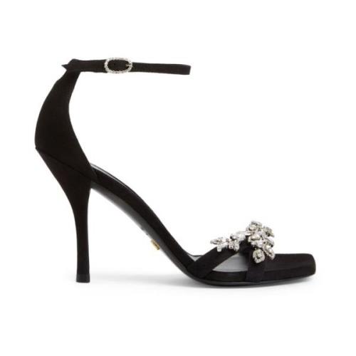 Kristalversierde Nudist Vow Sandaal Stuart Weitzman , Black , Dames