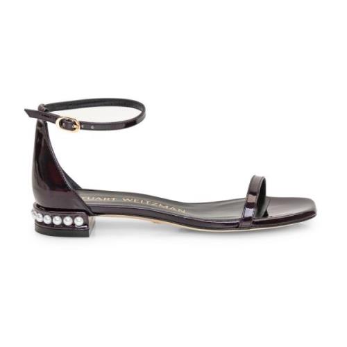 Parel Enkelband Platte Sandalen Stuart Weitzman , Black , Dames