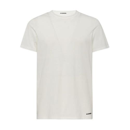 Witte Katoenen Crewneck T-shirt Jil Sander , White , Heren