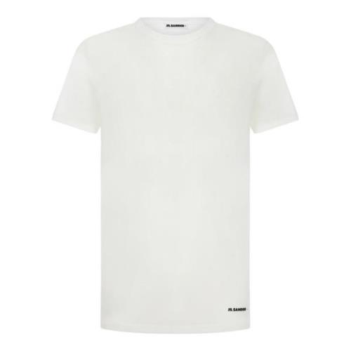 Wit Katoenen Crewneck T-Shirt voor Heren Jil Sander , White , Heren