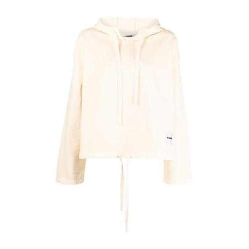 Logo-Patch Gebreide Hoodie Jil Sander , Beige , Dames