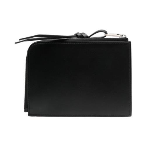 Zwarte Leren Portemonnee Jil Sander , Black , Dames