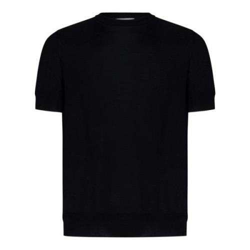 Zwarte Merino Wol Truien met Korte Mouwen Jil Sander , Black , Heren