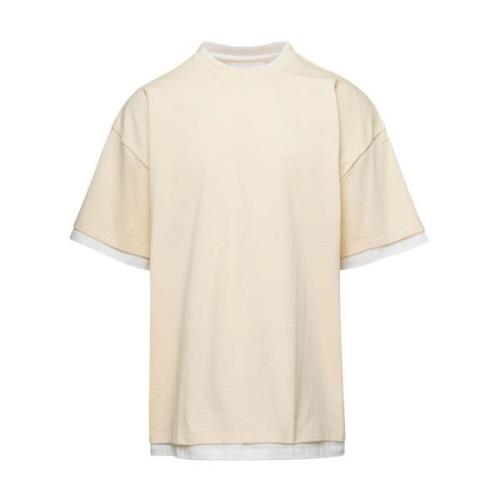 Doppia T-Shirt MC - Wit Katoen Jil Sander , White , Heren