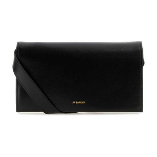 Zwarte leren All-Day clutch Jil Sander , Black , Dames