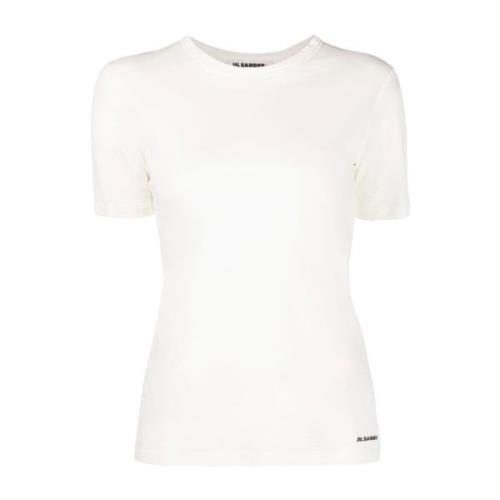 Wit Logo Print T-shirt Jil Sander , White , Dames