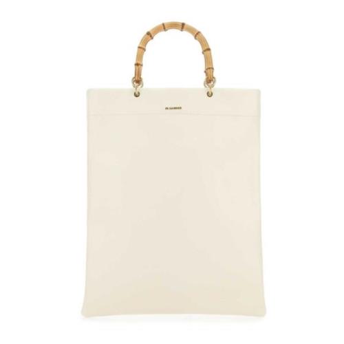 Ivoorleren medium boodschappentas Jil Sander , White , Dames