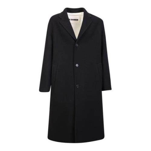 Zwarte Herenjas in Minimalistische Stijl Jil Sander , Black , Heren