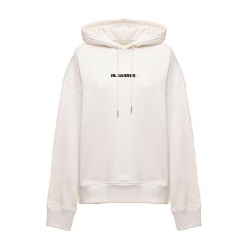 Witte Katoenen Hoodie voor Dames Jil Sander , White , Dames