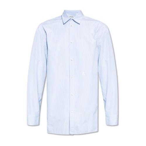 Katoenen shirt met logo Jil Sander , Blue , Heren