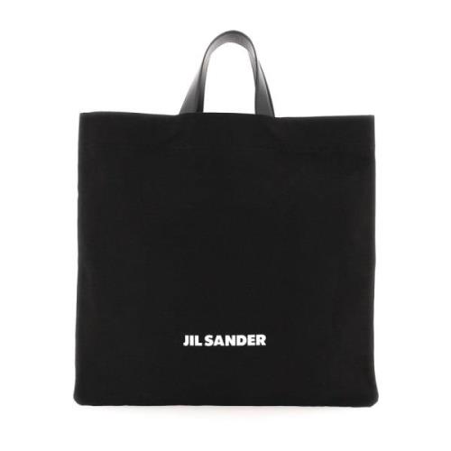 Logo Tote Bag met Contrasterende Letters Jil Sander , Black , Heren