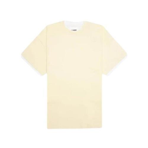 Korte Mouwen Ronde Hals Katoenen T-Shirt Jil Sander , Beige , Heren