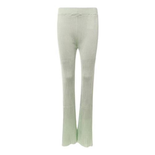 Groene Flared Broek met Elastische Tailleband Jil Sander , Green , Dam...