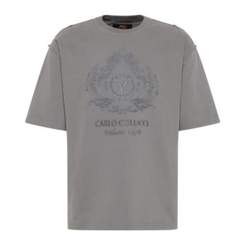 Oversized Geborduurd T-shirt De Bortoli Carlo Colucci , Gray , Heren