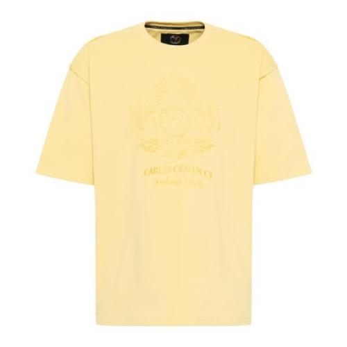 Oversized Geborduurd T-shirt De Bortoli Carlo Colucci , Yellow , Heren