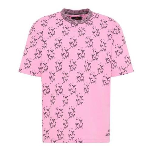 Gebreide Snijverhaal T-Shirt Carlo Colucci , Pink , Heren
