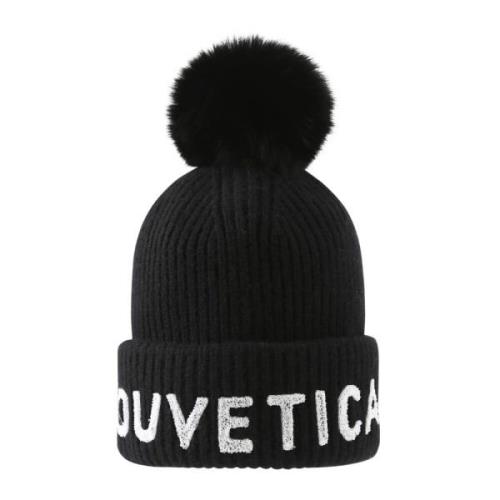 Zwarte Hoeden Petten met Logo Detail Duvetica , Black , Dames