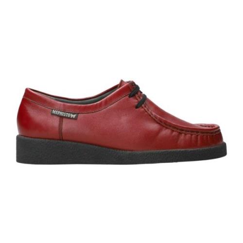 Rode Leren Veterschoenen voor Dames Mephisto , Red , Dames