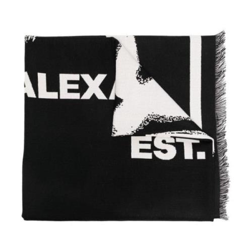 Zwarte Wollen Sjaal voor Heren - Stijlvol en Warm Alexander McQueen , ...