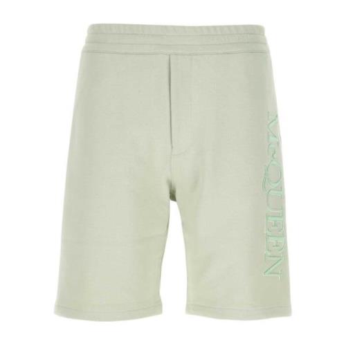 Pastelgroene katoenen Bermuda shorts Alexander McQueen , Green , Heren