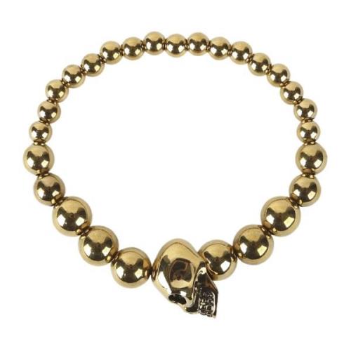 Elastische Skull en Parel Armband Alexander McQueen , Yellow , Heren