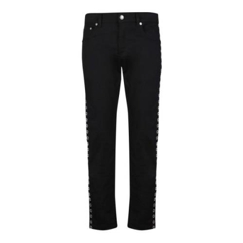 Zwarte Jeans met Stijlvolle Details Alexander McQueen , Black , Heren