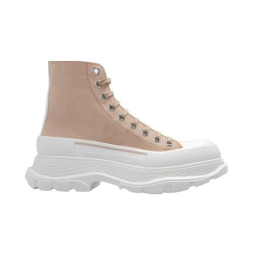 Canvas Platform Enkellaarzen Alexander McQueen , Pink , Dames