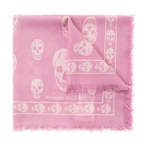 Sjaal met schedel motief Alexander McQueen , Pink , Dames