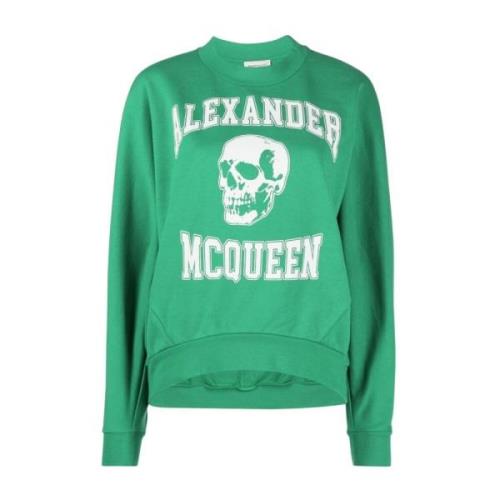 Groene Trui met Bedrukt Voorpaneel Alexander McQueen , Green , Dames