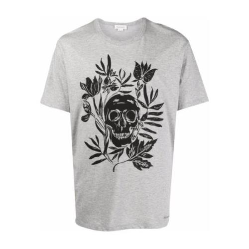 Skull Logo T-shirt Alexander McQueen , Gray , Heren