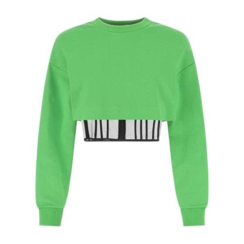 Grasgroene Katoenen Sweatshirt Alexander McQueen , Green , Dames