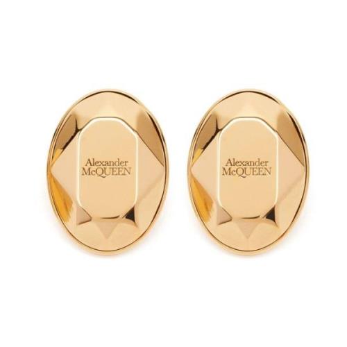 Gouden Facet Steen Stud Oorbellen Alexander McQueen , Beige , Dames