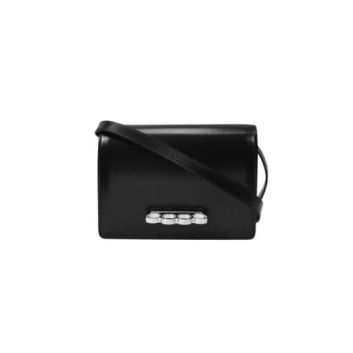 Zwarte Leren Vier Ring Satchel Alexander McQueen , Black , Dames