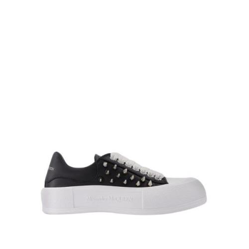 Zwarte Zilveren Leren Sneakers Alexander McQueen , Multicolor , Dames