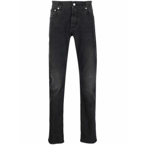 Zwarte Slim-Fit Stretch Denim Jeans Alexander McQueen , Black , Heren