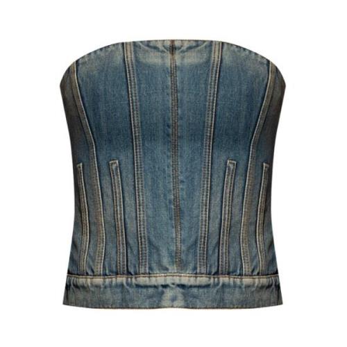 Mouwloos Denim Korset Alexander McQueen , Blue , Dames