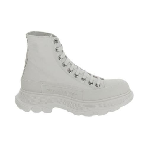 Witte Veterschoen met Rubberen Neus Alexander McQueen , White , Dames